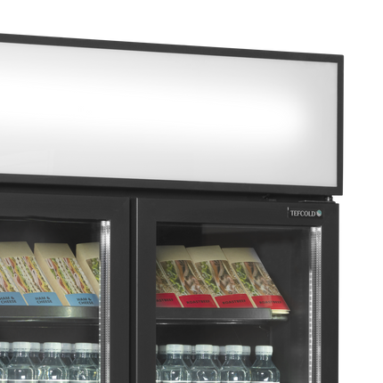 Sort 2-dørs displaykøler med baldakin - FSC891H Sort