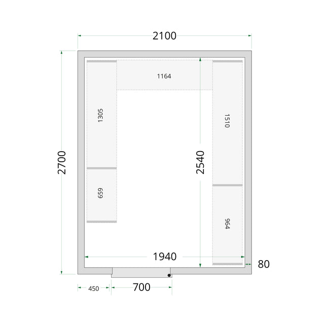 Panneaux Chambre Froide 80 mm - CR 210x270x220