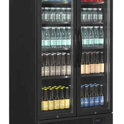 Sort 2-dørs displaykøler med baldakin - FSC891H Sort