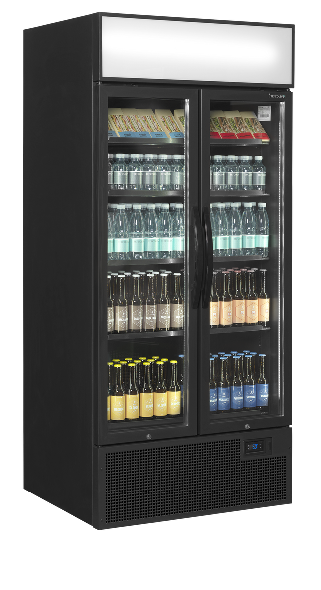 Black 2-door display cooler with canopy - FSC891H Black