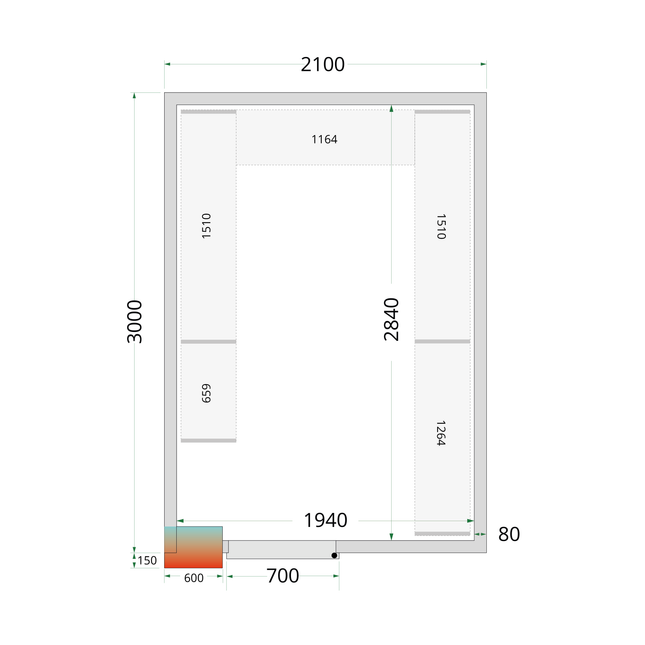 Koelcelpanelen 80 mm - CR 210x300x212 NF