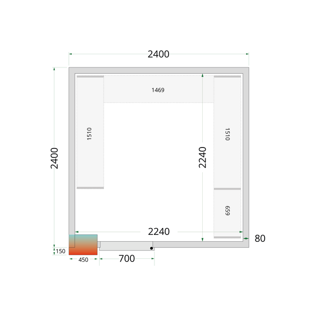 Cold Room Panels 80 mm - CR 240x240x220