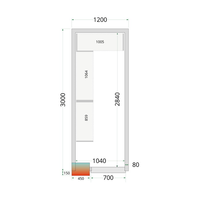 Cold Room Panels 80 mm - CR 120x300x212 NF