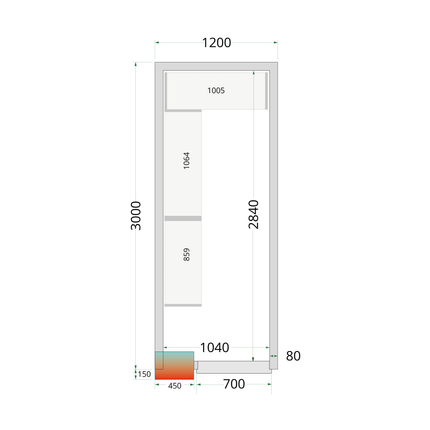 Kølerumspaneler 80 mm - CR 120x300x220