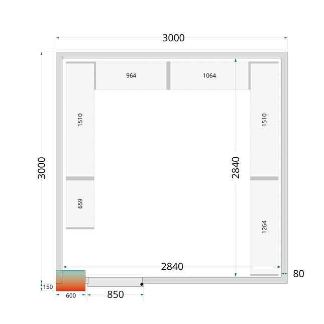 Cold Room Panels 80 mm - CR 300x300x220 WD