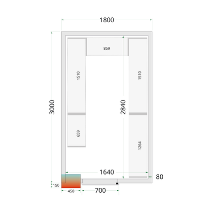 Koelcelpanelen 80 mm - CR 180x300x212 NF
