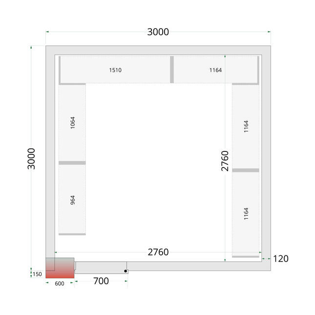 Kühlraumpaneele 120 mm – CR 300 x 300 x 220