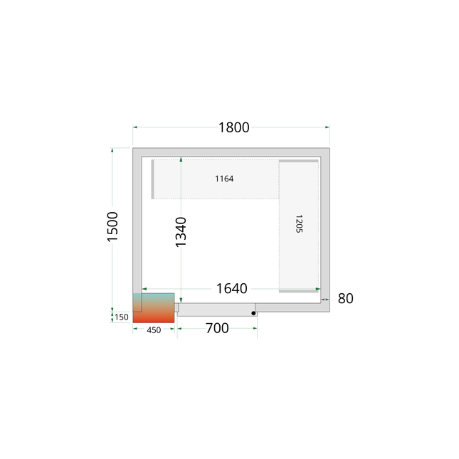 Koelcelpanelen 80 mm - CR 180x150x212 NF