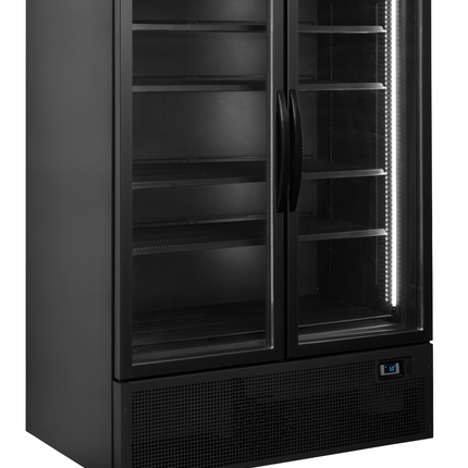 Vitrine glacière noire 2 portes avec auvent - FSC1200H NOIR