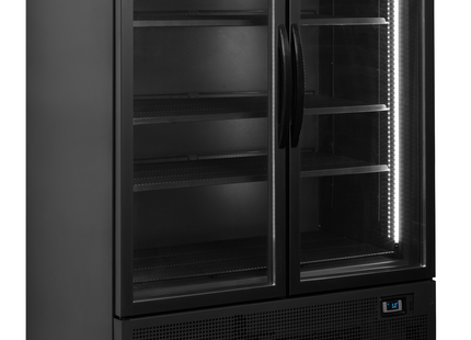 Black 2-door display cooler with canopy - FSC1200H BLACK