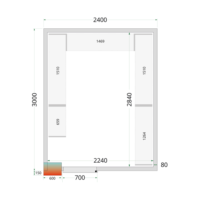 Cold Room Panels 80 mm - CR 240x300x212 NF
