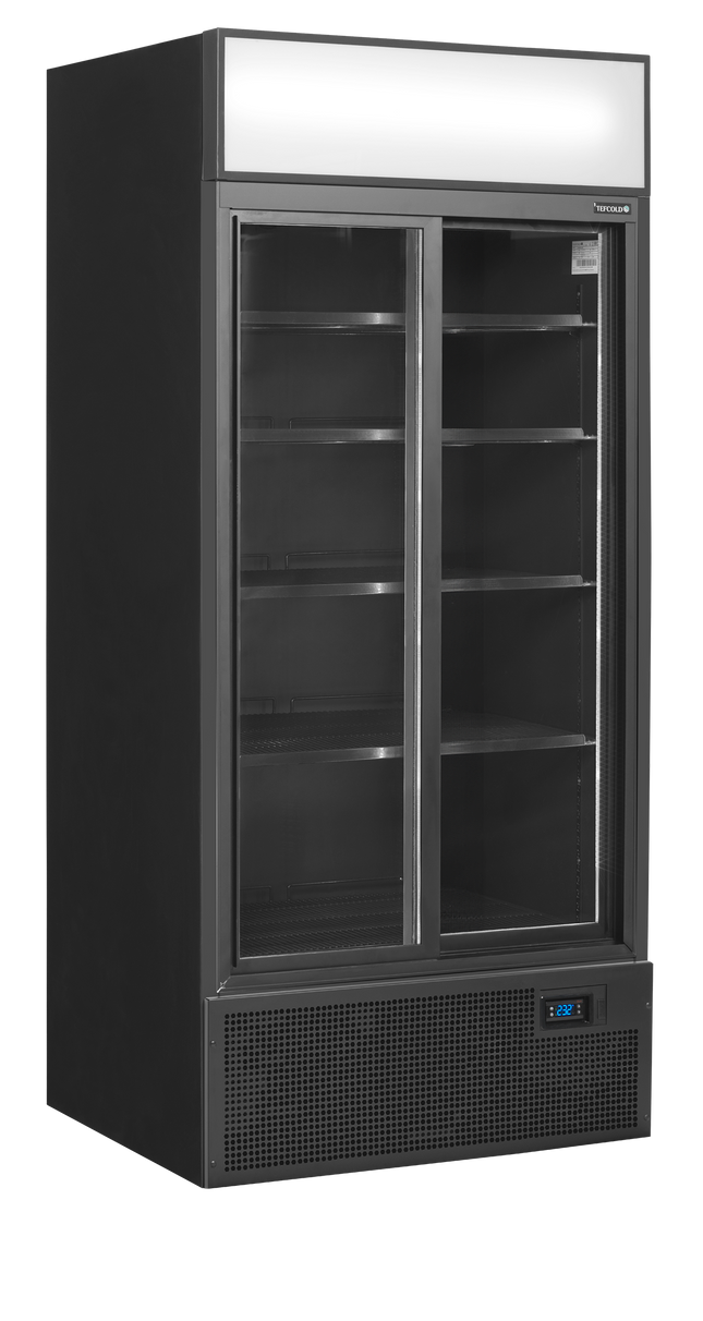 Black 2-door display cooler with canopy - FSC891S Black
