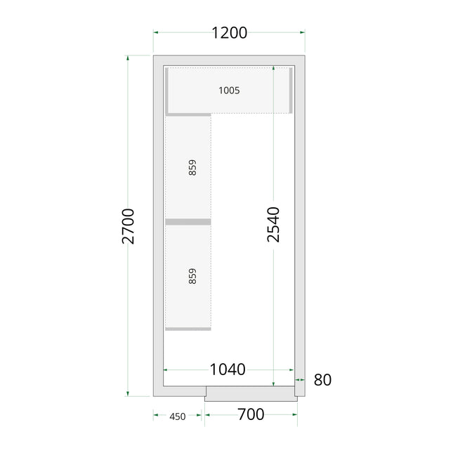 Panneaux Chambre Froide 80 mm - CR 120x270x220