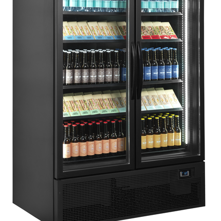 Sort 2-dørs displaykøler med baldakin - FSC1200H SORT