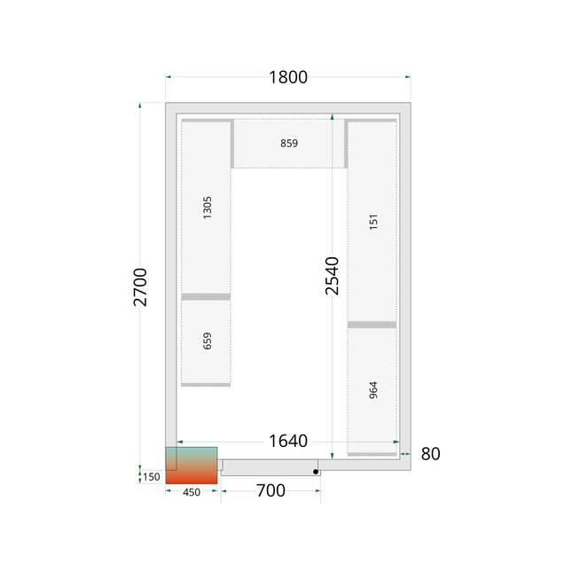 Koelcelpanelen 80 mm - CR 180x270x212 NF