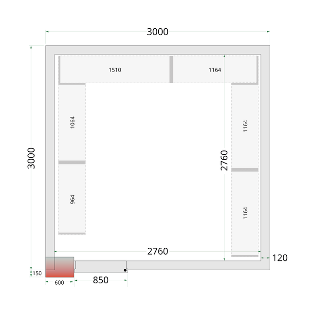 Coldroom Panels 120 mm - CR 300x300x220 WD