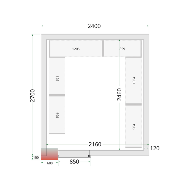 Coldroom Panels 120 mm - CR 240x270x220 WD