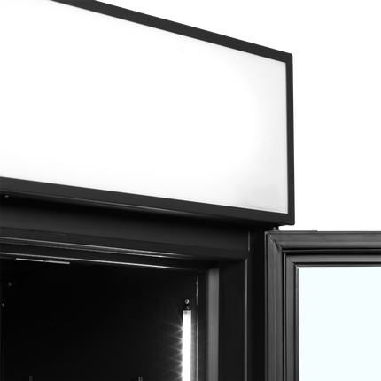 Vitrine glacière noire 2 portes avec auvent - FSC1200H NOIR