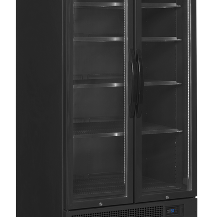 Sort 2-dørs displaykøler med baldakin - FSC891H Sort