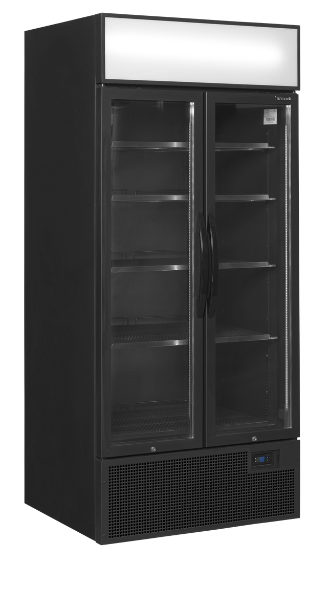 Black 2-door display cooler with canopy - FSC891H Black