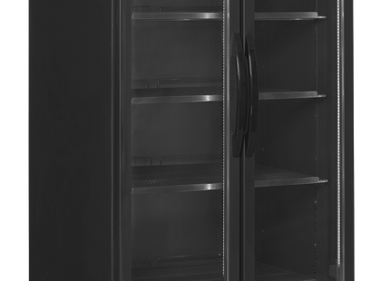 Black 2-door display cooler with canopy - FSC891H Black