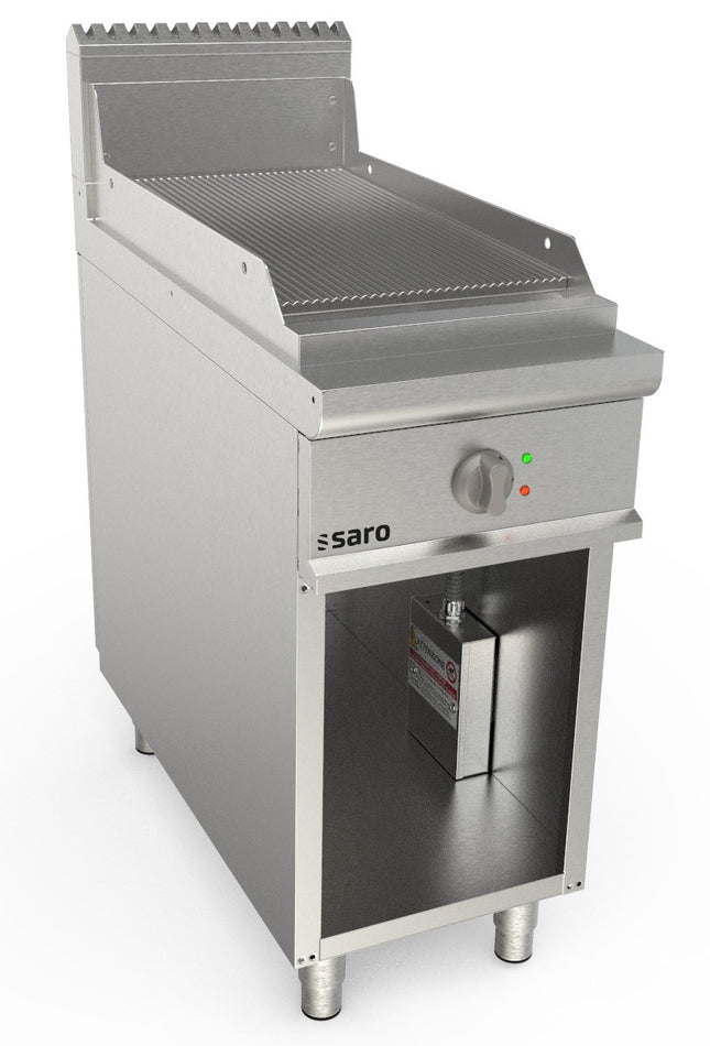 SARO elektrisk grillplade, 400 mm bred, fritstående, rillet 
Model LQ / FTE2BAR