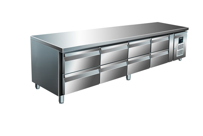 SARO undermonteret kølebord med 4x2 skuffer, 
model UGN 4180 TN