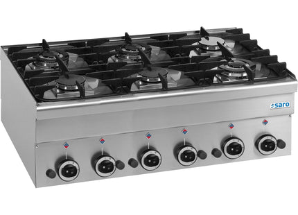 SARO gaskomfur, 6 brændere, 600 Line, bordmodel G6S6