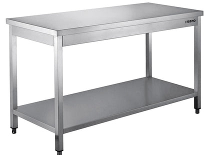 SARO rustfrit stålbord, adskilt underplade – B 1600 x D 700 mm