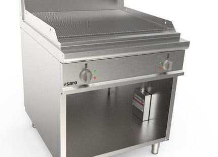 SARO elektrisk grillplade, 800 mm bred, fritstående, rillet 
Model LQ / FTG4BAR