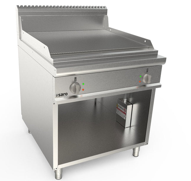 SARO elektrisk grillplade, 800 mm bred, fritstående, rillet 
Model LQ / FTG4BAR