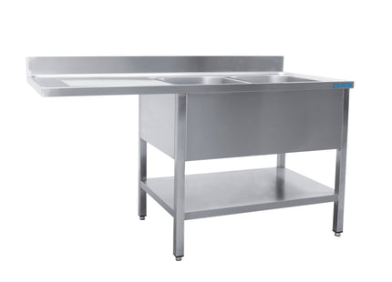 SARO opvaskecenter med 2 vaske, højre – B 1800 x D 700 mm