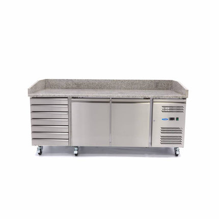 Pizza Prep Fridge - 202cm - 2 Doors - 7 Drawers