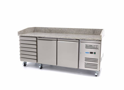 Pizza Prep Fridge - 202cm - 2 Doors - 7 Drawers