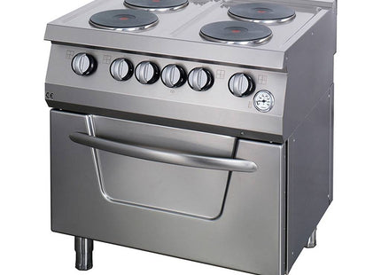 Poêle Heavy Duty - 4 Feux - Double Unité - 70cm de Profondeur - avec Four - Électrique