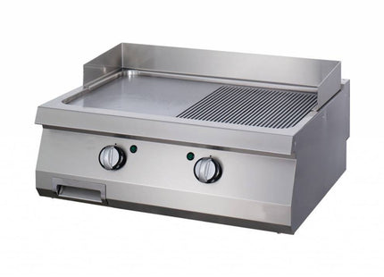 Heavy Duty Griddle - Half Grooved Chrome - Double Unit - 70cm Deep - Gas