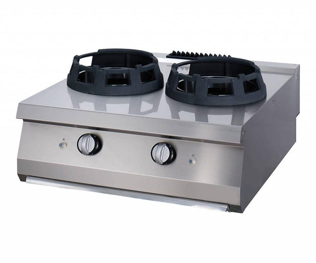 Heavy Duty Wok-komfyr - 2 x 28,5 cm kokeplater - Dobbel enhet - 70 cm dyp - Gass
