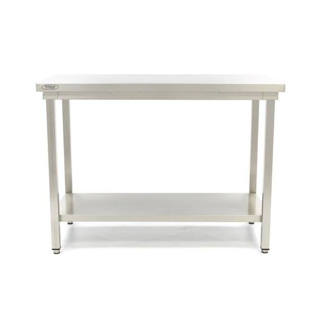 Bord i rustfritt stål - 160 x 60 cm - Justerbar høyde - med oppbevaringshylle