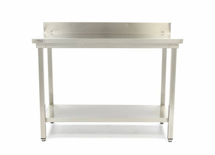 Stainless Steel Table - 80 x 70cm - Adjustable Height - with Backsplash