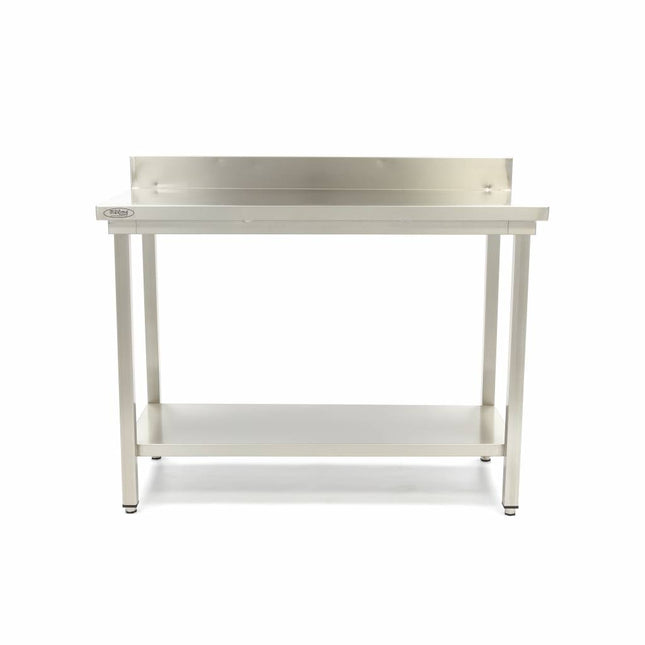 Bord i rustfritt stål - 120 x 70 cm - Justerbar høyde - med ryggplate
