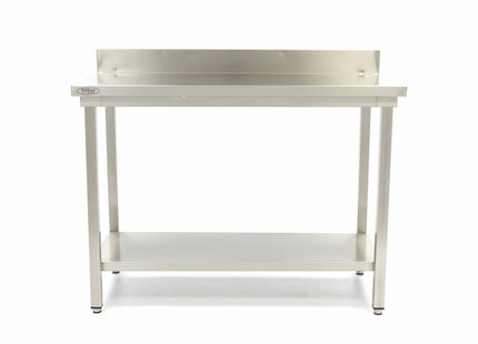 Table en acier inoxydable - 140 x 70 cm - Hauteur réglable - avec dosseret
