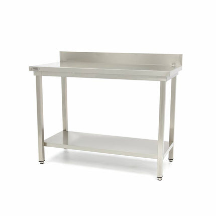 Stainless Steel Table - 160 x 70cm - Adjustable Height - with Backsplash