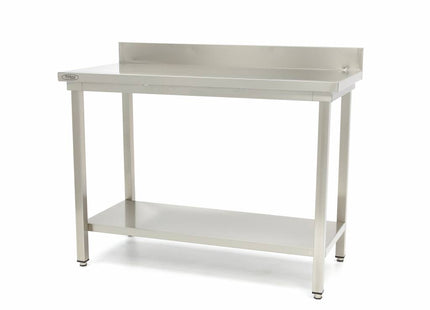 Table en acier inoxydable - 200 x 70 cm - Hauteur réglable - avec dosseret