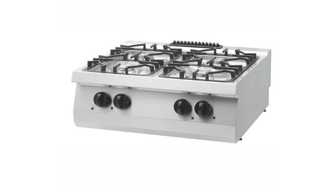 Vysoce výkonný sporák – 4 hořáky – Dvojitá jednotka – Hloubka 70 cm – 30 kW – Plyn