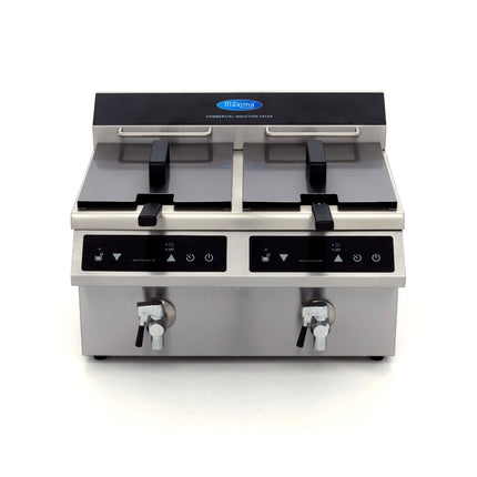 Deep Fryer - 2 x 8L - 2 Baskets - with Drain Tap - Induction