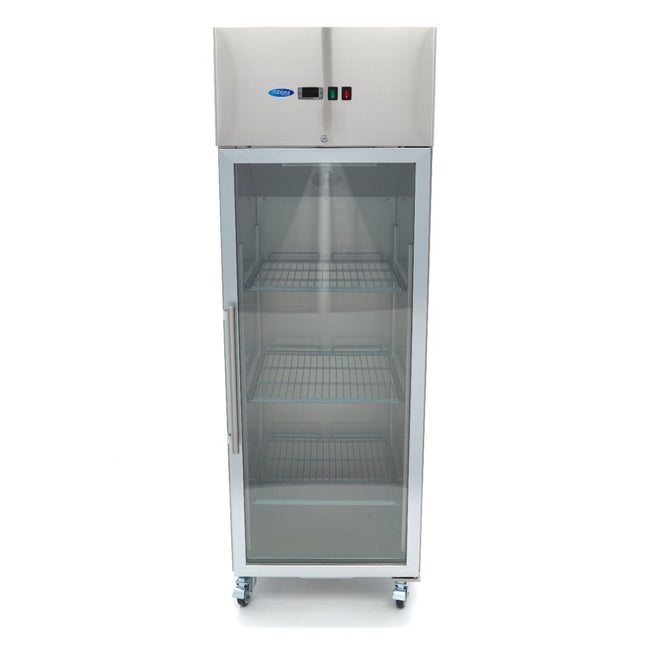 Fridge - 600L - 3 Adjustable Shelves (2/1GN) - Stainless Steel - with Glass Door