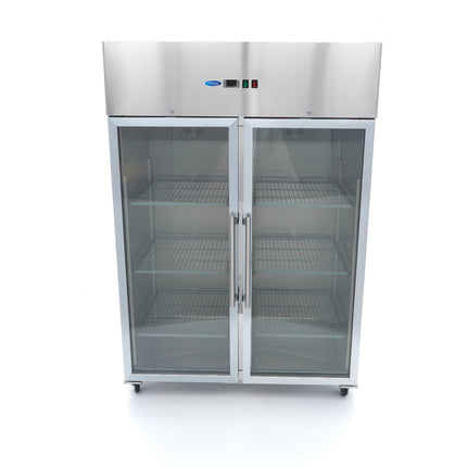 Kühlschrank – 1200 l – 6 verstellbare Regale (2/1 GN) – Edelstahl – mit Glastür