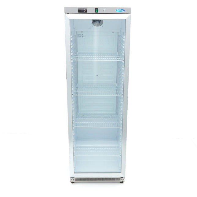 Lednice - 400L - Nerezová - se skleněnými dvířky