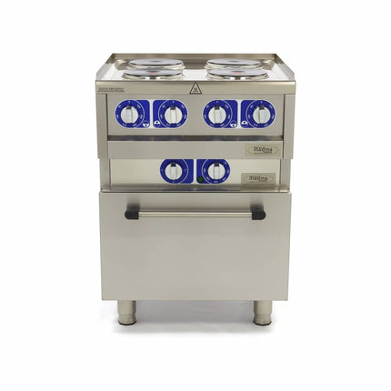 Cuisinière de qualité commerciale - 4 brûleurs - Électrique - Double unité - 60 cm de profondeur - avec four