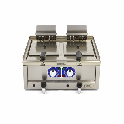Fritteuse – 2 x 10 l – 2 Körbe – mit Ablasshahn – 400 V